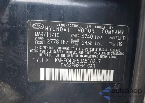 2011 Hyundai Azera Limited z USA, uszkodzony, nr VIN KMHFC4DF5BA518217
